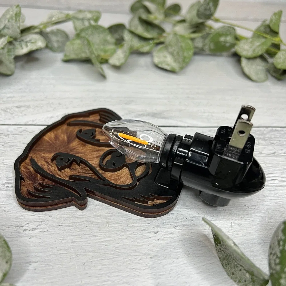 Golden Retriever Dog Head Night Light Plug In Wood Laser Cut‎ Home Decor